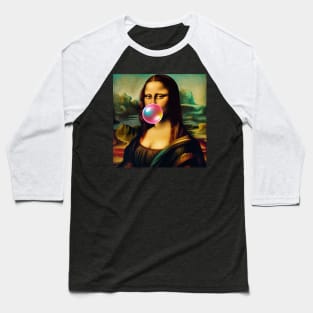 Mona Lisa Bubble Gum Day Celebration Baseball T-Shirt